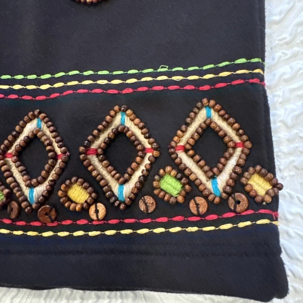 Coldwater Creek Cardigan Sweater size Large Beaded Black Jacket Art to Wear - Picture 8 of 9